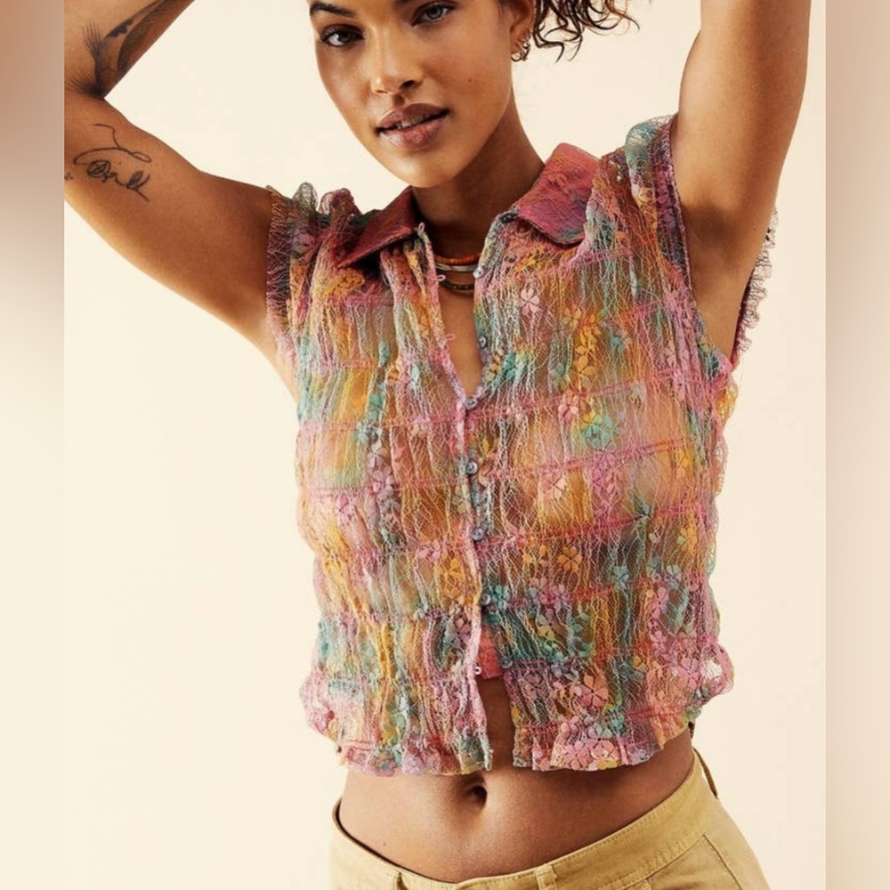 🛑🛑🛑FREE PEOPLE LACE TOP - Picture 2 of 8